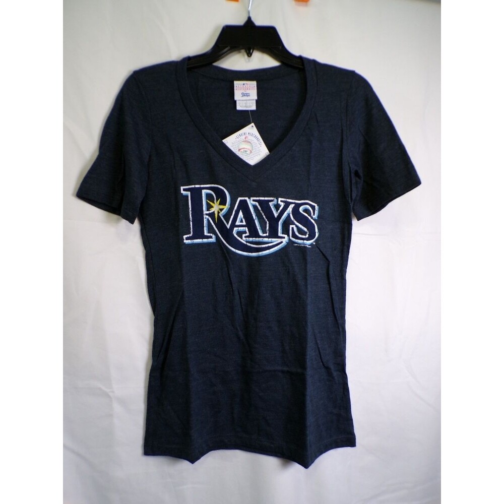 Women's Tampa Bay Rays V Neck T Shirt Medium Navy RAYS - Picture 1 of 4